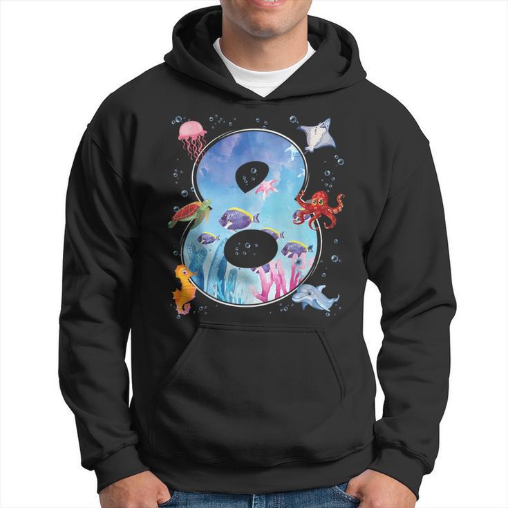 8Th Birthday Party Ocean 8 Year Old Sea Fish Aquarium Boy Hoodie