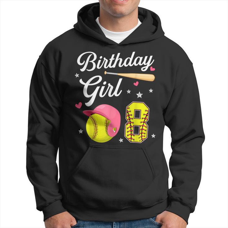 8Th Birthday Softball Player Themed Girls Eight 8 Years Old Hoodie