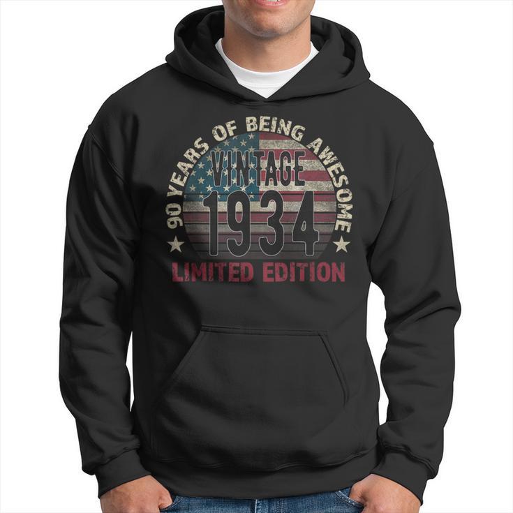 90Th Birthday Vintage Born 1934 Turning 90 Year Old Hoodie