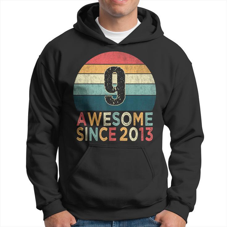 9Th Birthday Vintage Retro 9 Years Old Awesome Since 2013 Hoodie