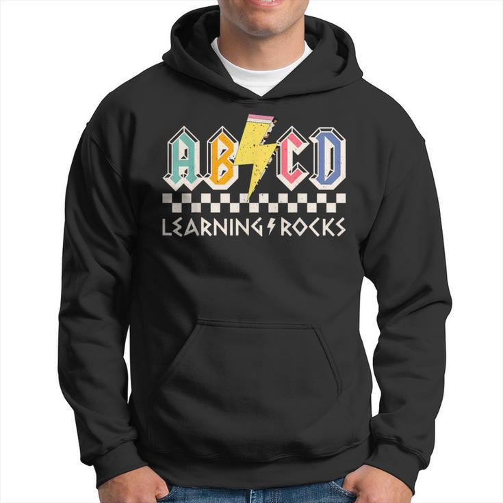 Abcd Learning Rocks Rock'n Roll Teachers Pencil Lightning Hoodie