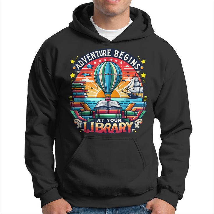 Adventure Begins At Your Library Summer Hot Balloon 2024 Hoodie