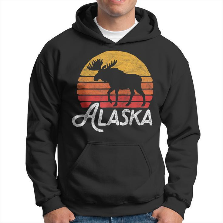 Alaska Moose Sunset Retro Vintage Vibe Hoodie
