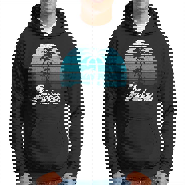 Aloha Hawaii Hawaiian Island Palm Beach Surfboard Surf Hoodie
