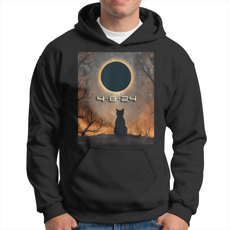 America Totality 4-8-2024 Cat Watching Total Solar Eclipse Hoodie