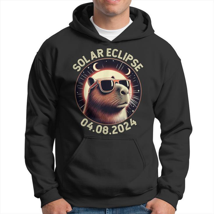 America Totality 40824 Retro Capybara Solar Eclipse 2024 Hoodie
