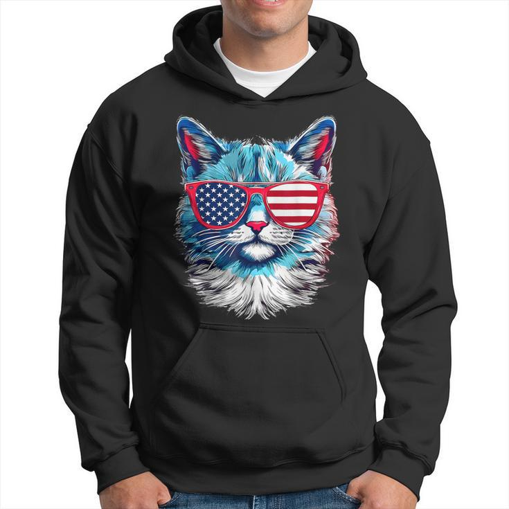 American Cat Sunglasses Usa Flag 4Th Of July Memorial Day Hoodie