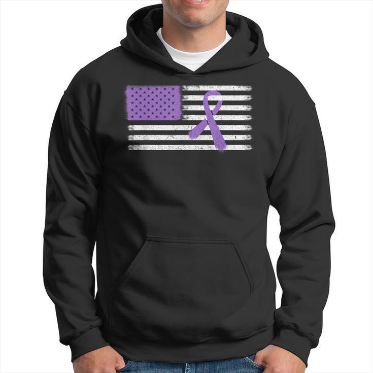 American Flag Alzheimer's & Epilepsy Ribbon Awareness Hoodie