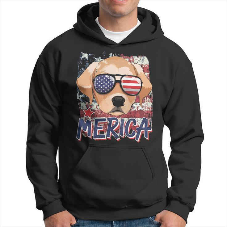 American Flag Merica Labrador Retriever 4Th Of July Boys Hoodie