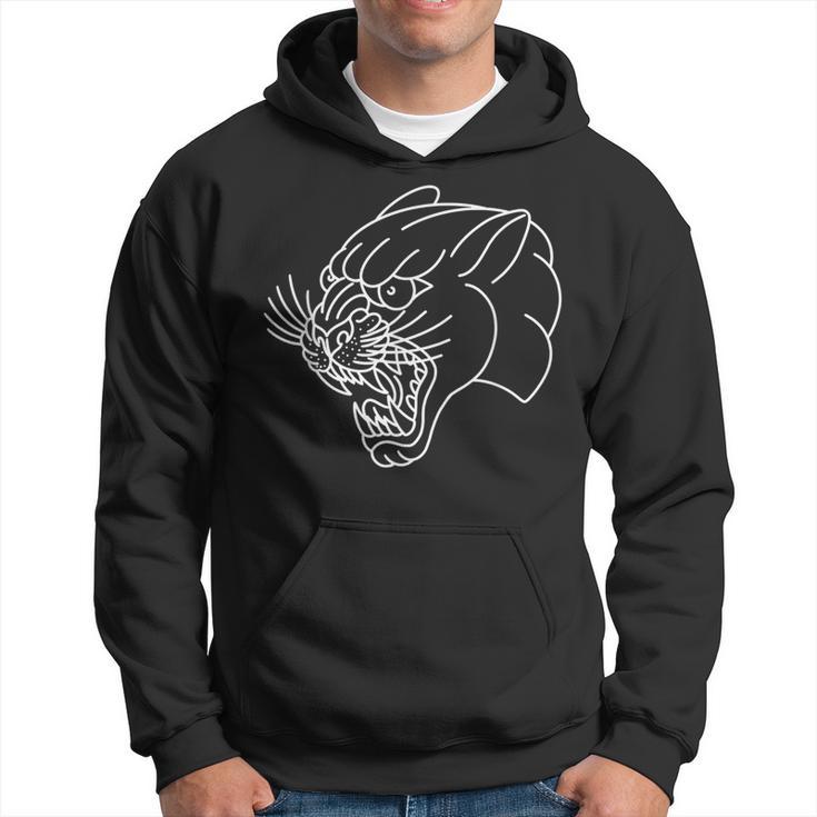 American Traditional Panther Head Outline Tattoo Hoodie