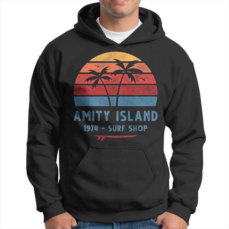 Amity Island Surf 1974 Surf Shop Sunset Surfing Vintage Hoodie