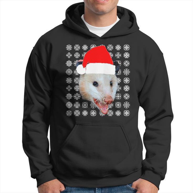 Animals In Santa Hats Road Kill Opossum Christmas Hoodie