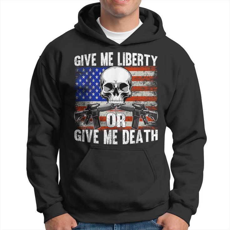 Ar-15 Give Me Liberty Or Give Me Death Skull Ar15 Rifle Hoodie