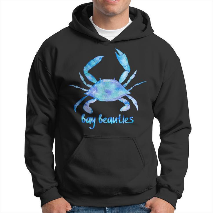 Artistic Watercolor Blue Crab Bay Beauties Hoodie