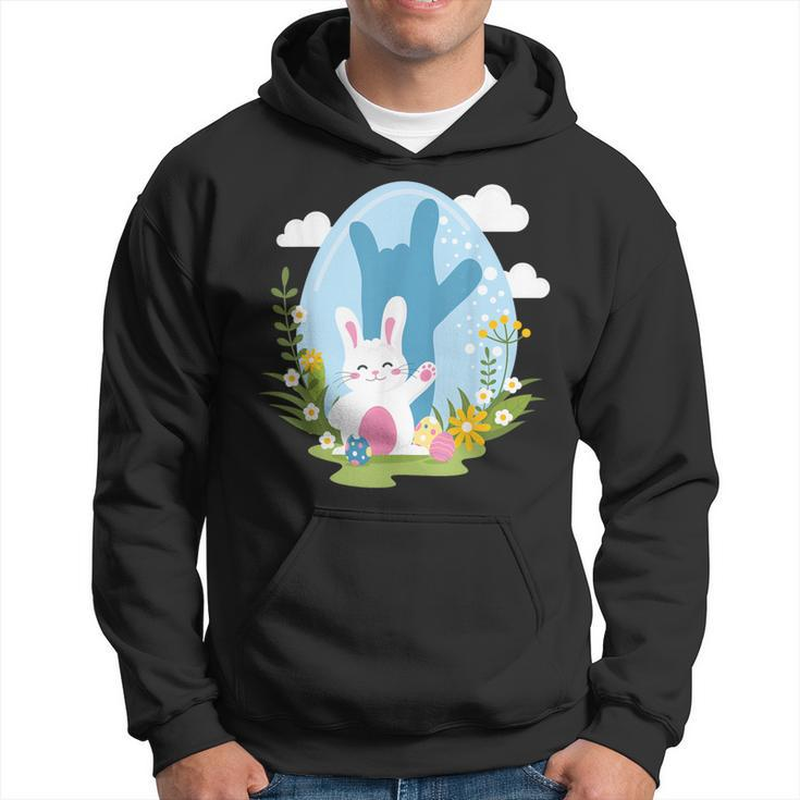 Asl Easter Bunny Reflection I Love You Hand Sign Language Hoodie