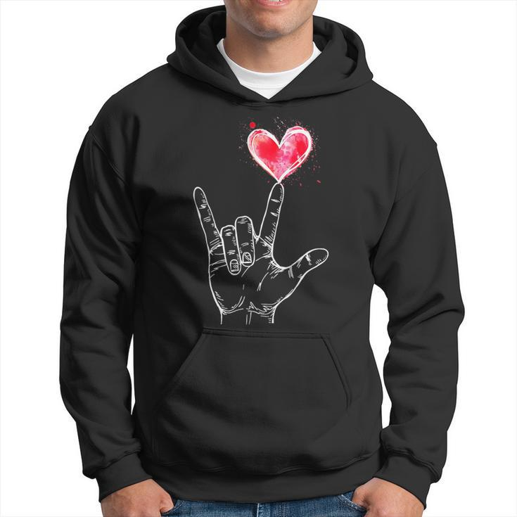 Asl I Love You Hand Sign Language Heart Valentine's Day Hoodie