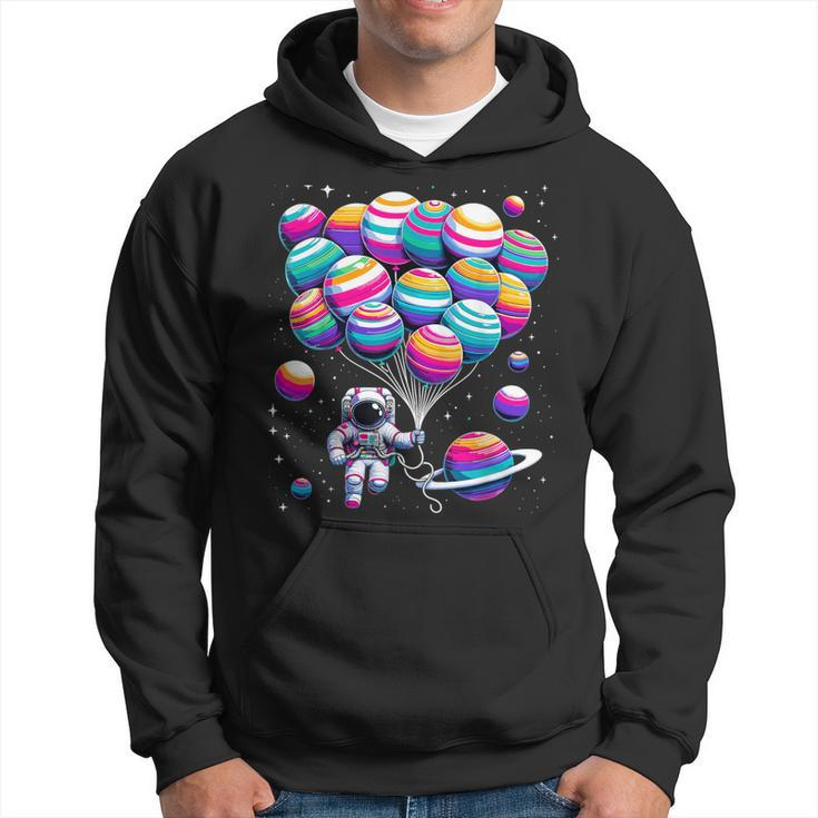Astronaut Holding Planet Balloons Stem Science Hoodie