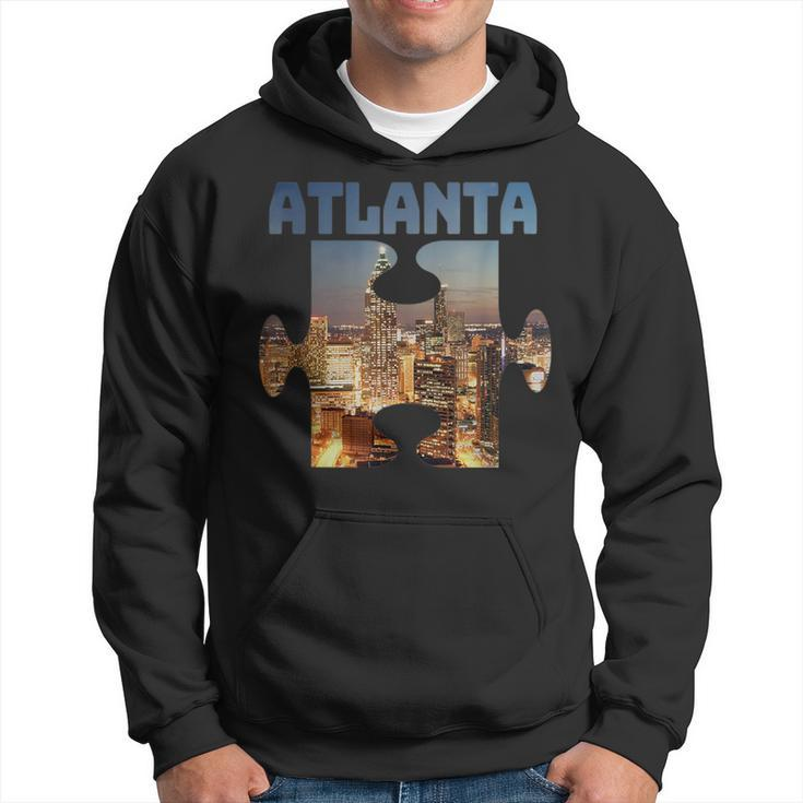 Atlanta Georgia City Skyline Souvenir Puzzle Piece Hoodie