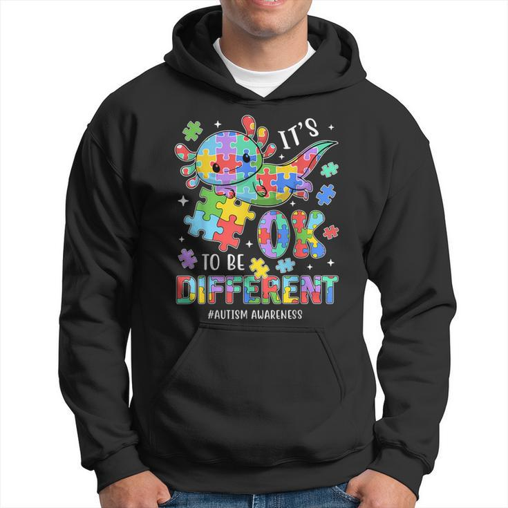 Autism Awareness Cute Axolotl It's Ok To Be Different Hoodie