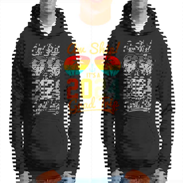 Aw Ship It's A Grad Trip 2024 Vintage Graduation Cruise 2024 Hoodie
