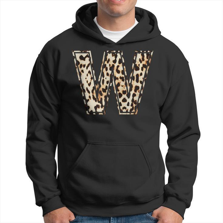 Awesome Letter W Initial Name Leopard Cheetah Print Hoodie