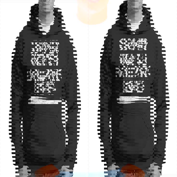 Baseball Softball Team Summer Nights & Ballpark Lights Hoodie