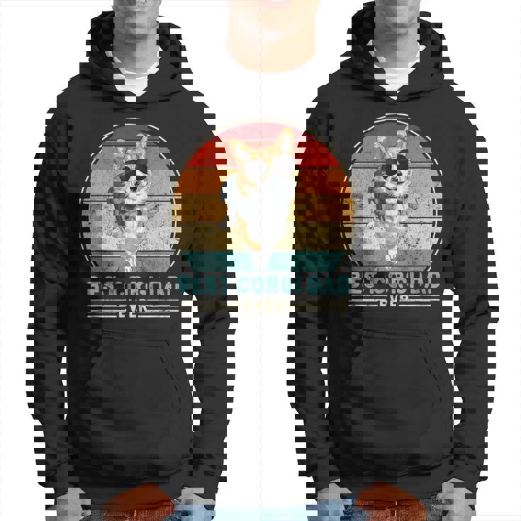 Best Corgi Dad Ever Retro Vintage Années 60 70 Coucher De Soleil Sweat à capuche