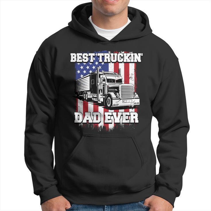 Best Truckin Dad Ever Big Rig Trucker Father's Day Vintage Hoodie