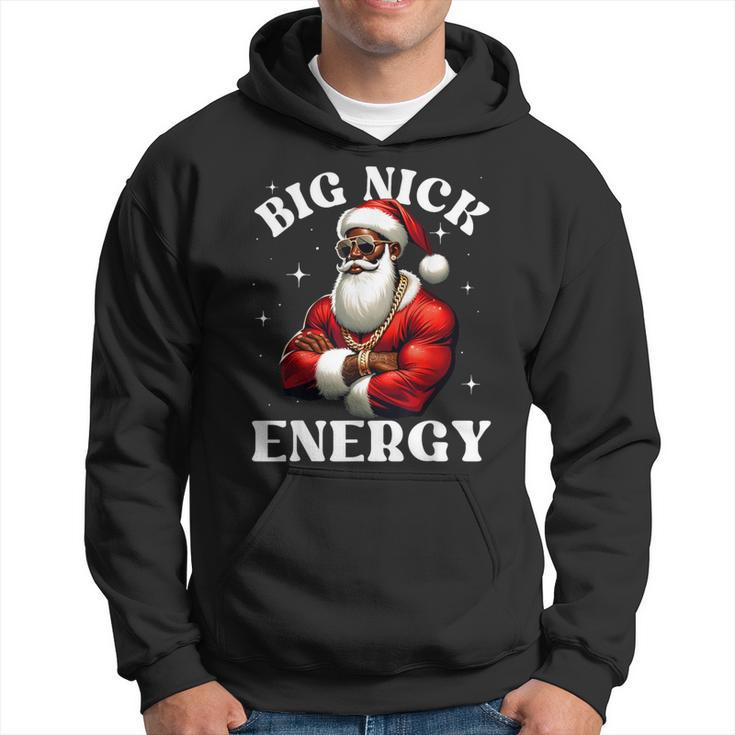 Big Nick Energy African American Santa Claus Christmas Black Hoodie