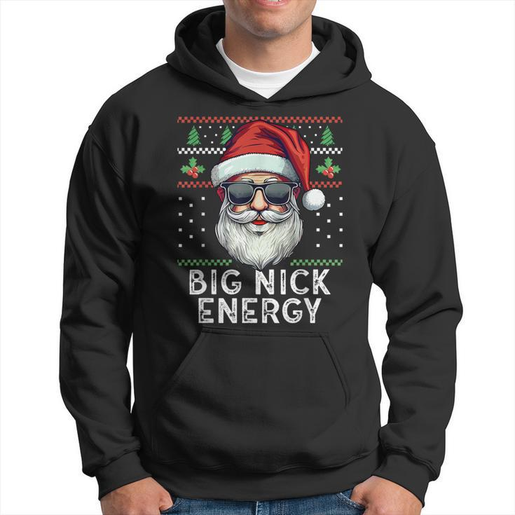 Big Nick Energy Santa With Sunglasses Ugly Xmas Hoodie