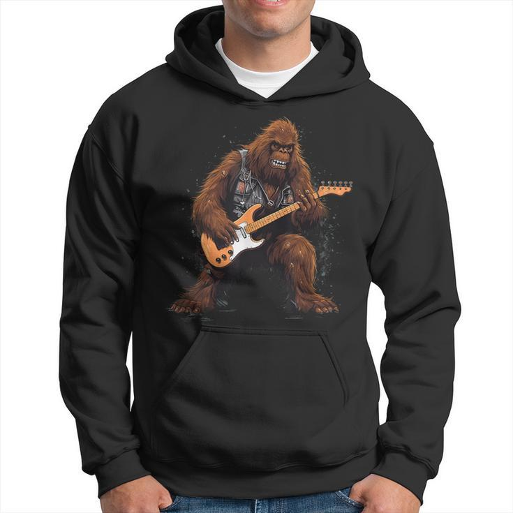 Bigfoot Playing Electric Guitar Rock Music Band Sasquatch Hoodie