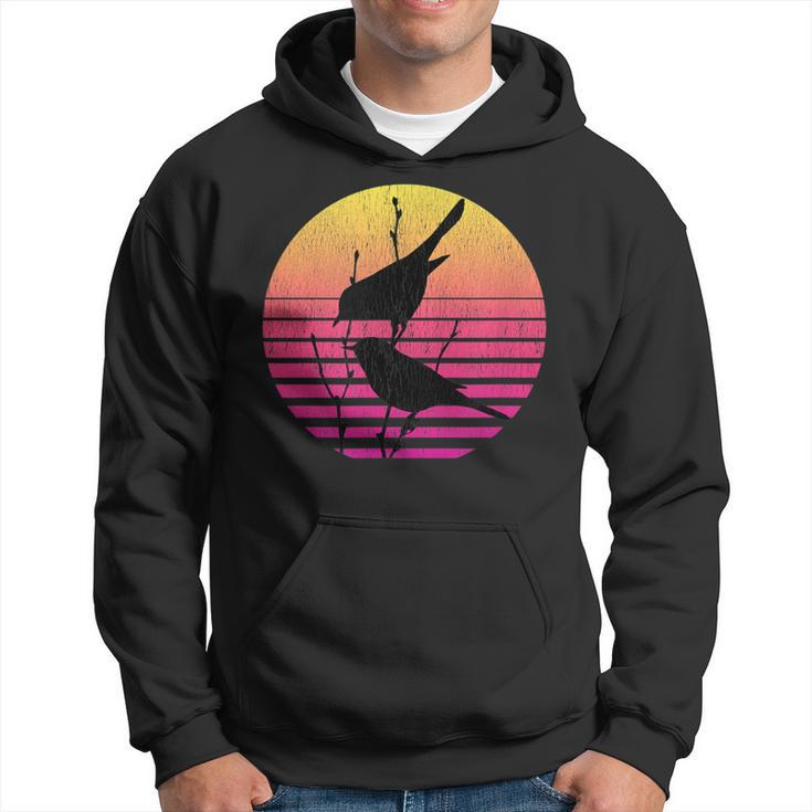 Birds Over A Vintage Sunset Distressed Hoodie