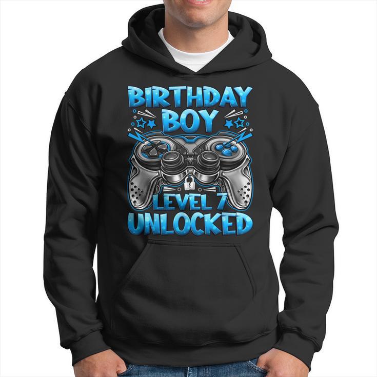 Birthday Boy Level 7 Unlocked 7Th Birthday Boy Gaming Hoodie