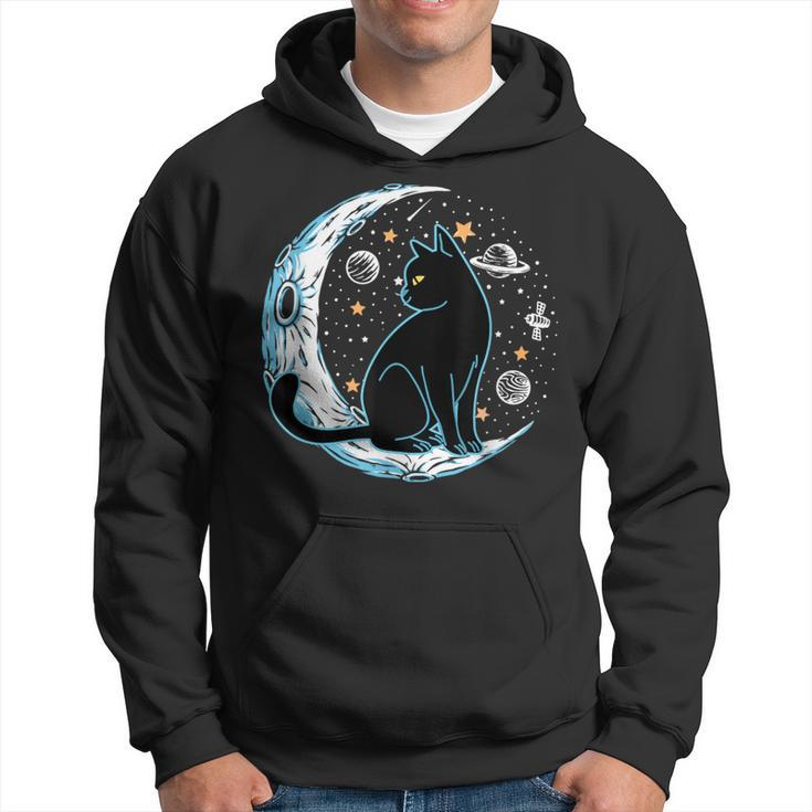 Black Cat Crescent Sailor-Moon Phases Astrology Pet Lover Hoodie