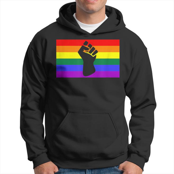 Black Protest Fist Lgbtq Gay Pride Flag Blm Unity Equality Hoodie