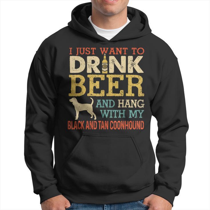 Black And Tan Coonhound Dad Drink Beer Hang With Dog Hoodie