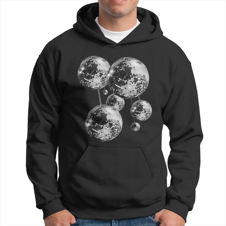 Black And White Disco Ball Pattern 70S 80S Retro Vintage Hoodie