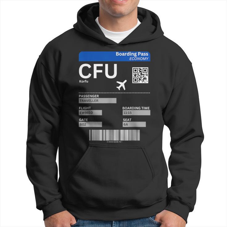 Boarding Pass Korfu Cfu Flugticket Griechenland Korfu Hoodie