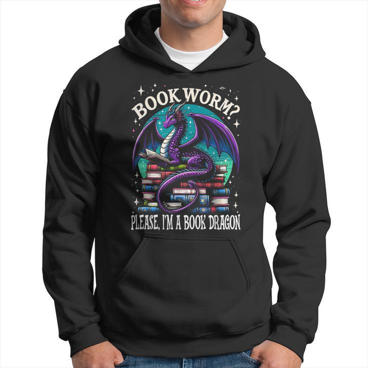 Bookworm Please I'm A Book Dragon Distressed Dragons Books Hoodie