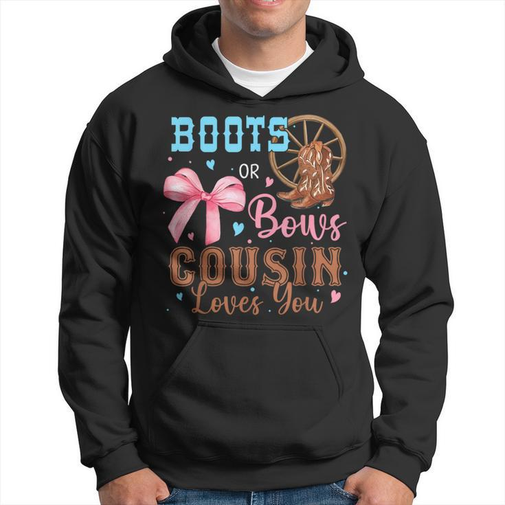 Boots Or Bows Gender Reveal Decorations Cousin Loves You Hoodie