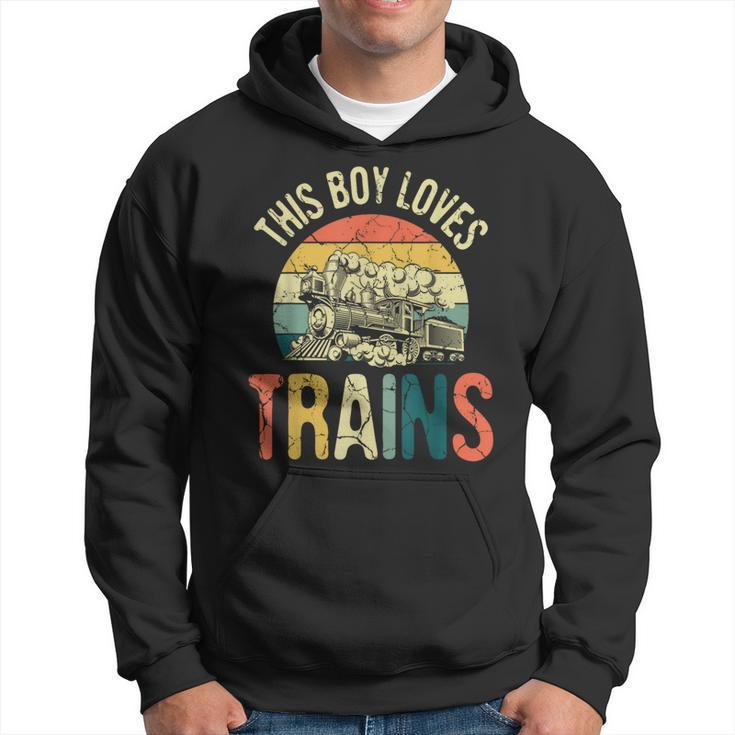 This Boy Loves Trains Model Railroad Train Vintage Railroad Hoodie