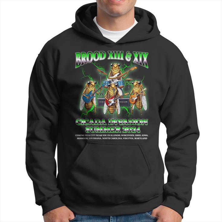 Brood Xix Xiii Cicada Invasion Summer 2024 Cicada 80S Band Hoodie