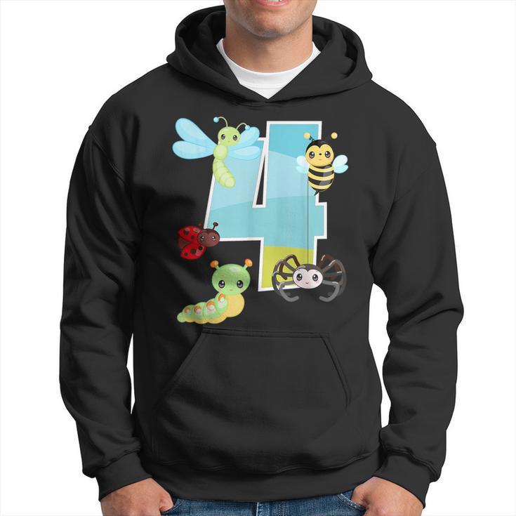 Bugs And Insects Nature Lover 4 Year Old 4Th Birthday Party Hoodie