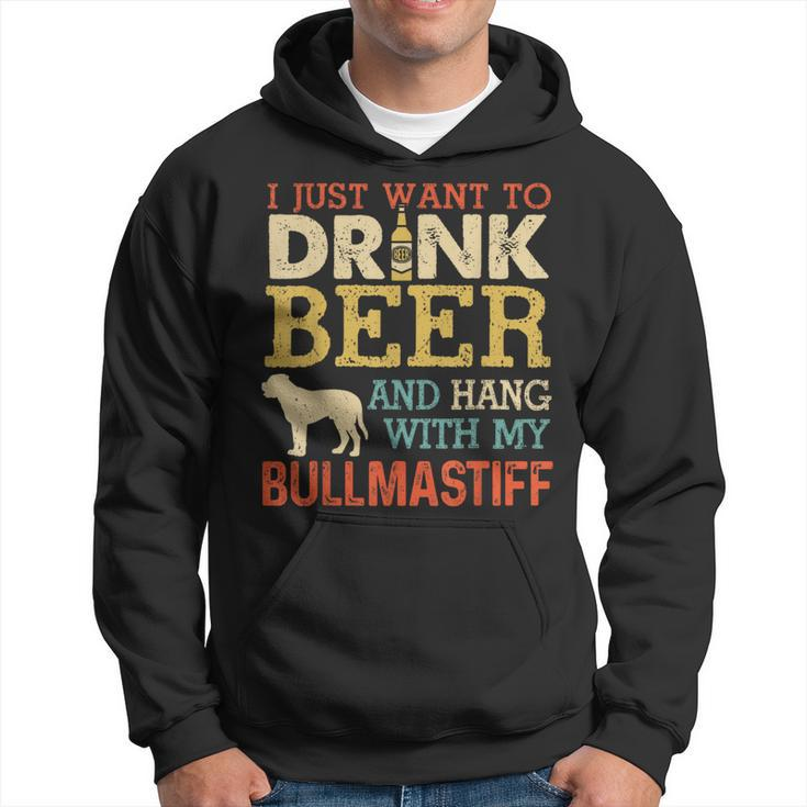 Bullmastiff Dad Drink Beer Hang With Dog Vintage Hoodie