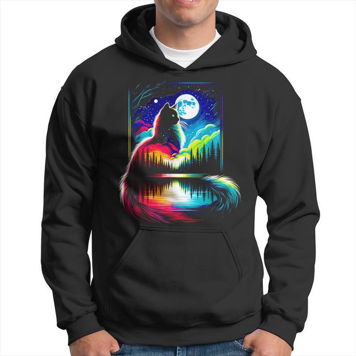 Bunte Katze Geist Tier Katze Besitzer Coole Illustration Kunst Hoodie