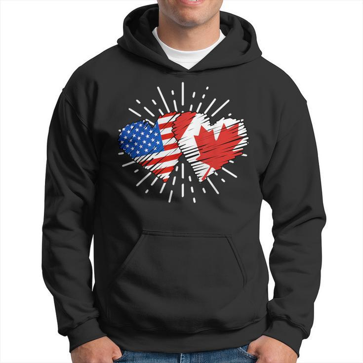 Canada Usa Friendship Heart With Flags Matching Hoodie