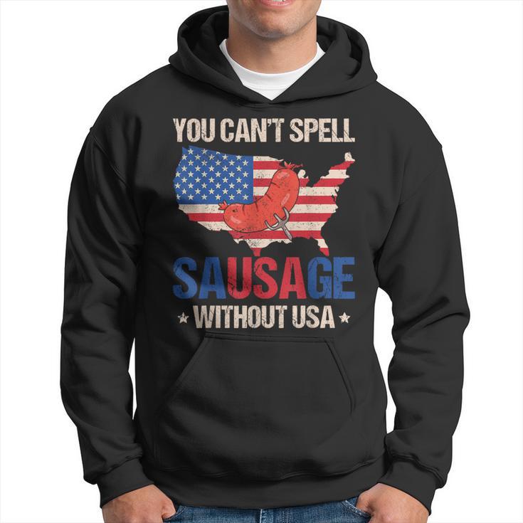 You Can't Spell Sausage Without Usa American Flag Patriotic Hoodie