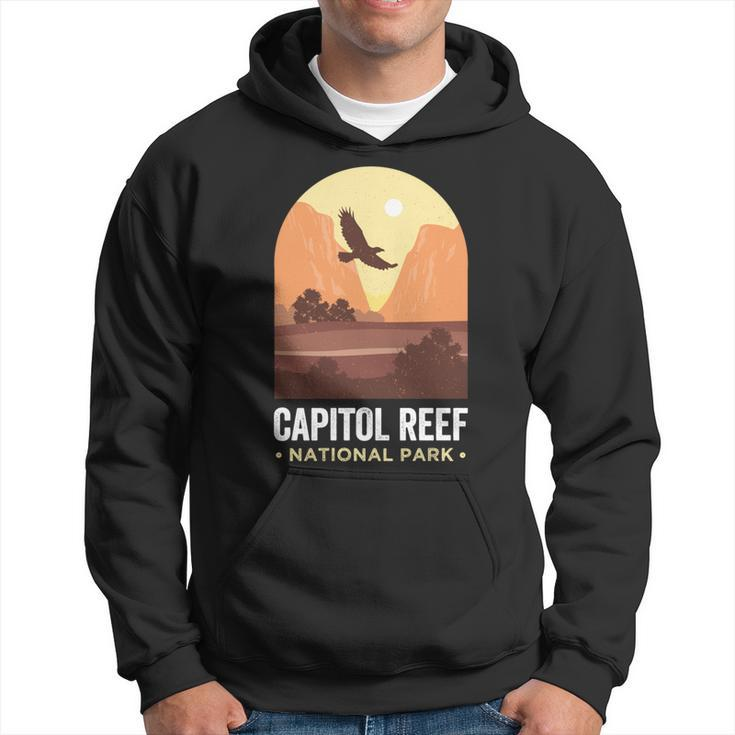 Capitol Reef National Park Utah Falcon Eagle Vintage Reef Hoodie