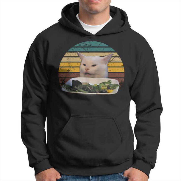 Cat At Dinner Table Animals Outfits Lovely Cat Meme Hoodie