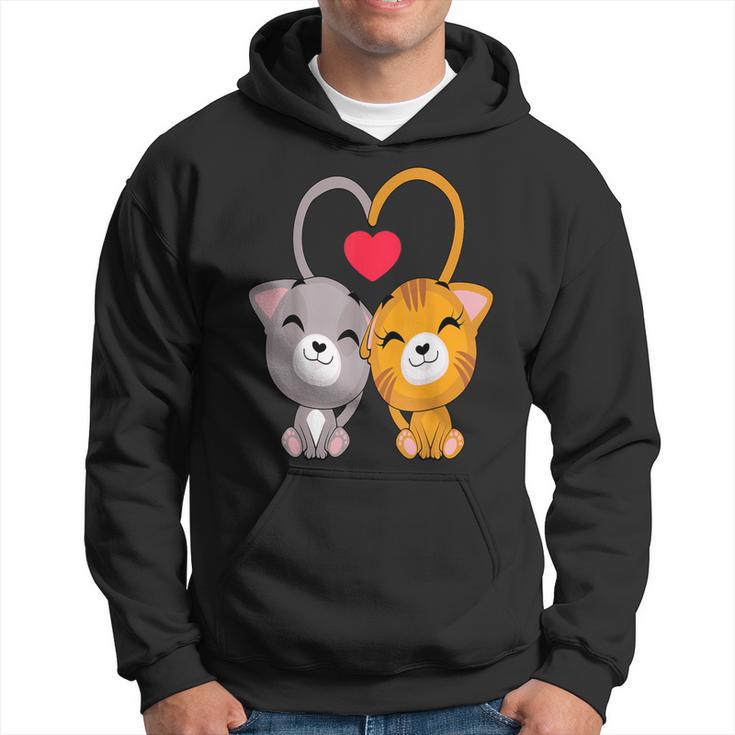 Cat Heart Valentines Day Cute Kitten Kitty V-Day Pajama Hoodie